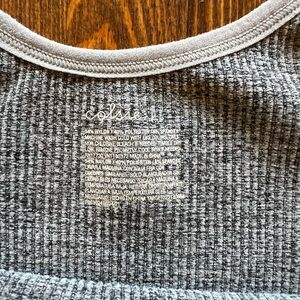 Colsie Heathered Gray Ribbed Thong Bodysuit